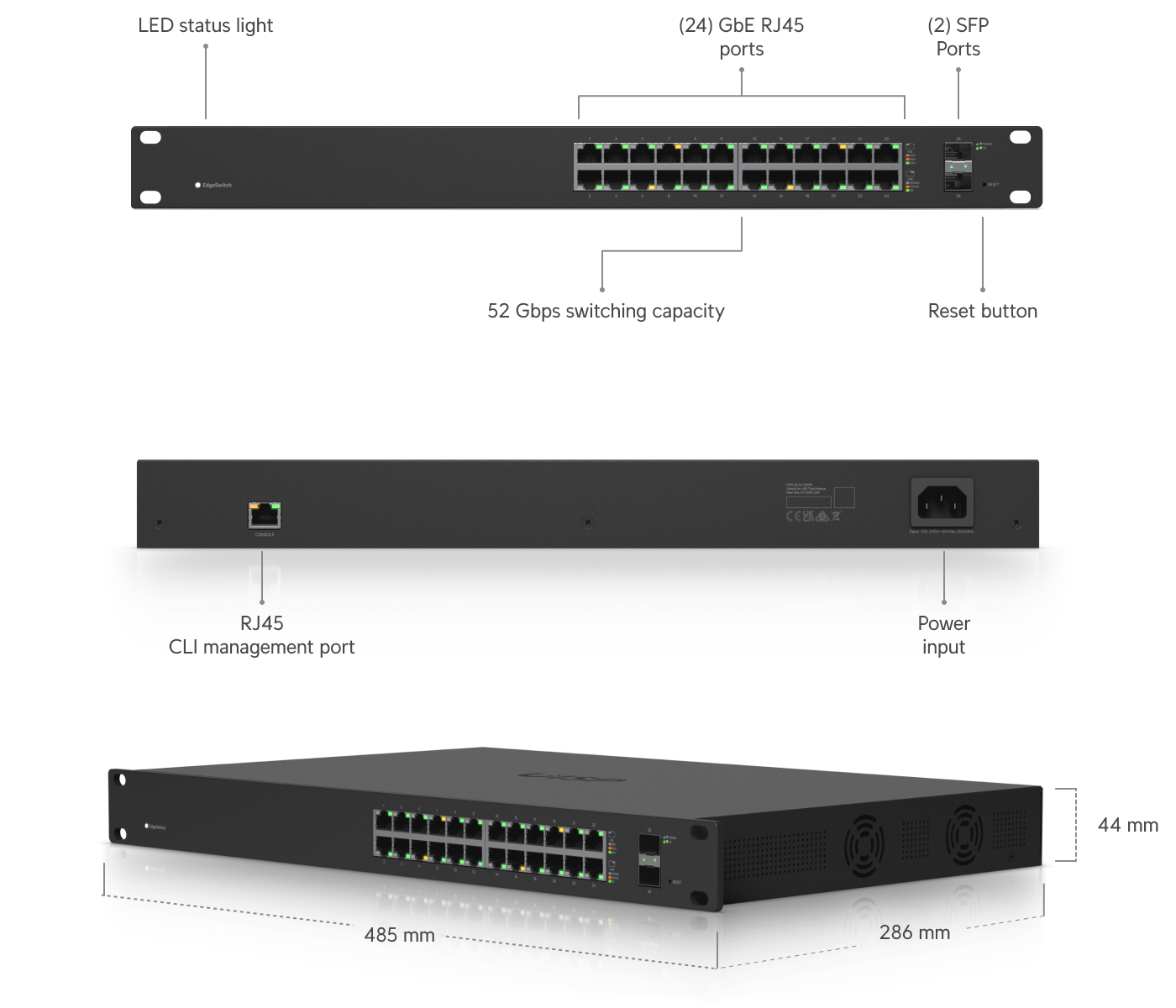 Ubiquiti ES-24-250W EdgeSwitch 24-Port Gigabit 250W