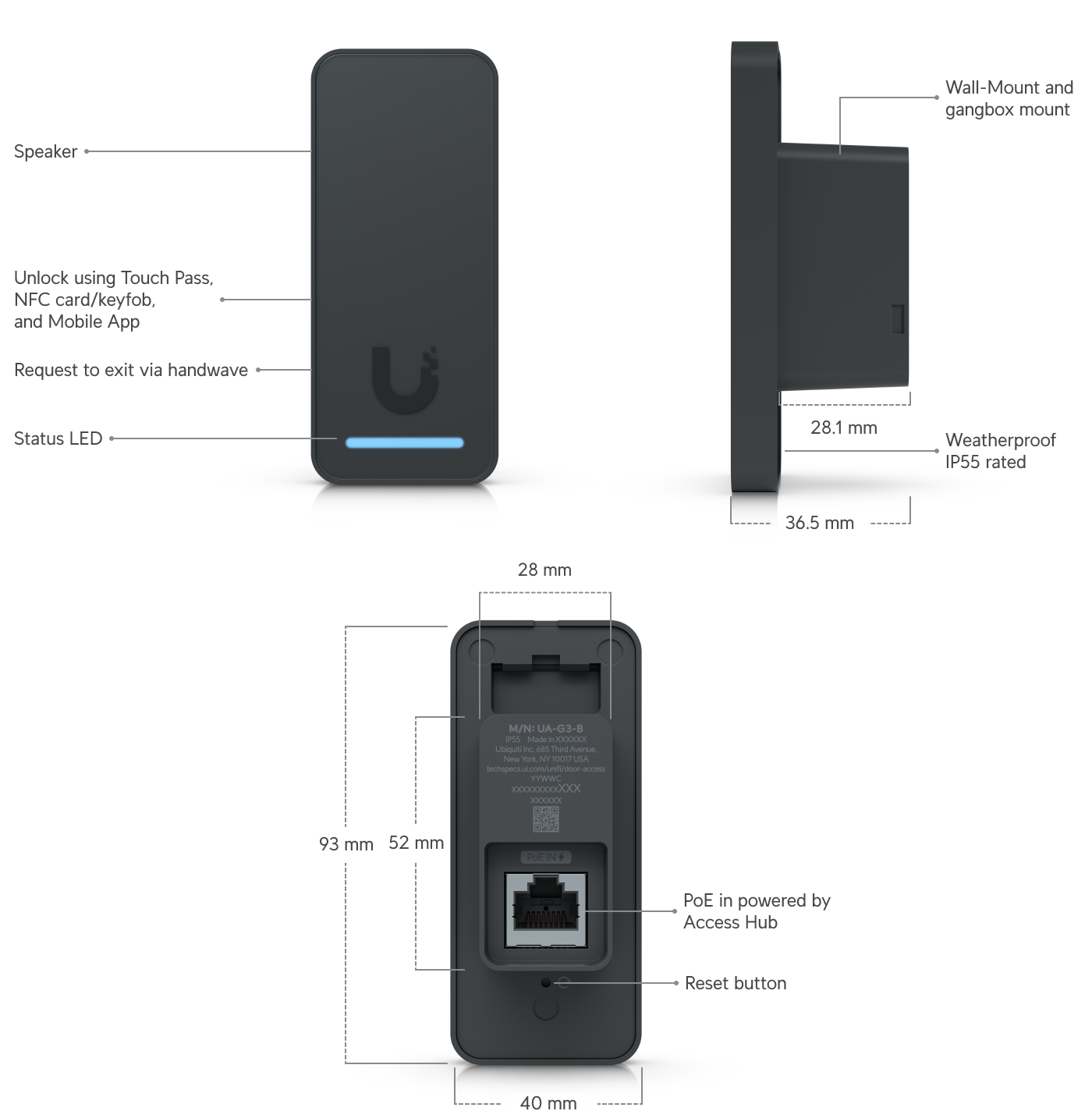 Ubiquiti UA-G3 Access Reader Black